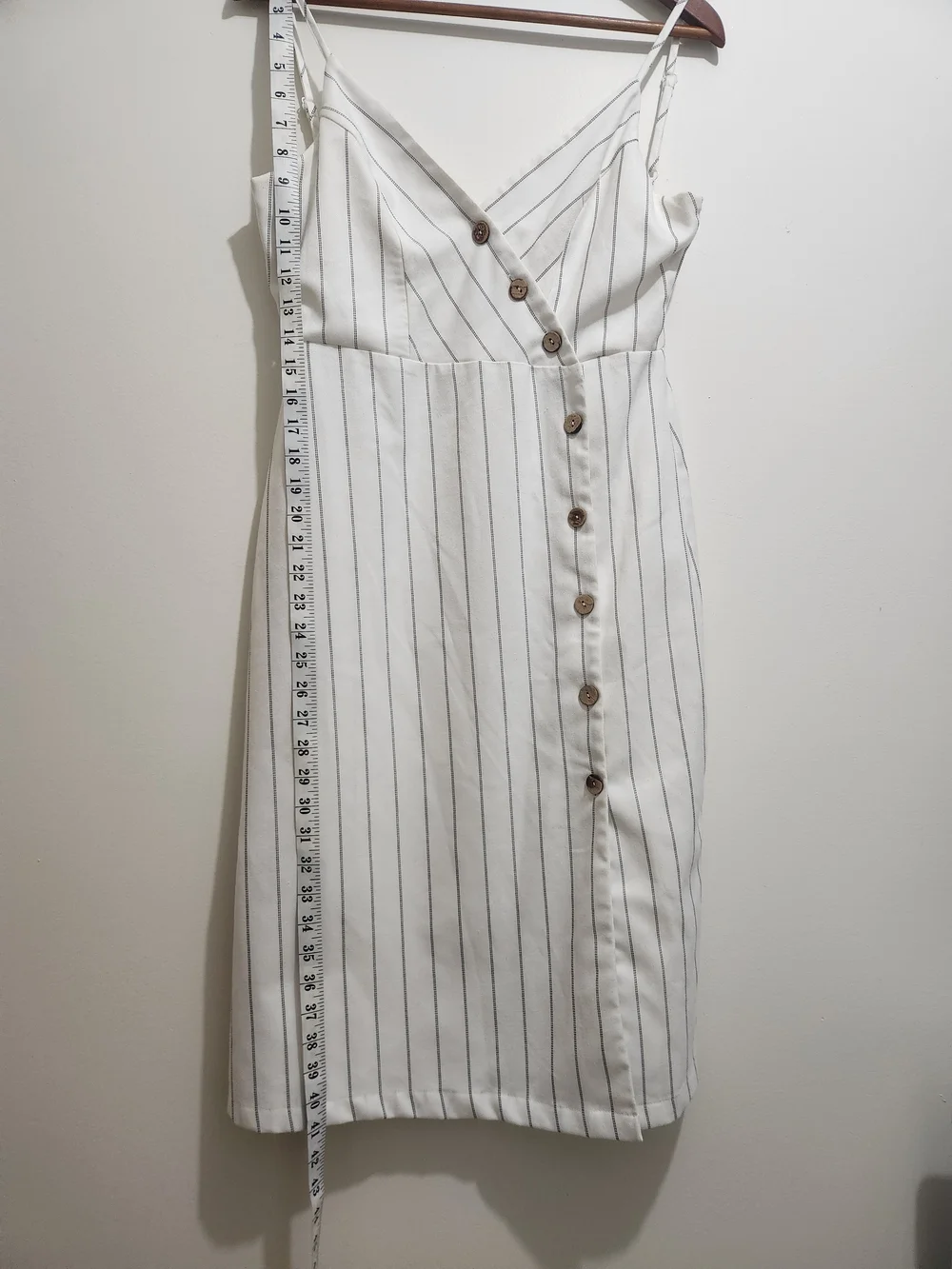 Ardene White Striped Button-Front Midi Dress - Picture 7 of 10